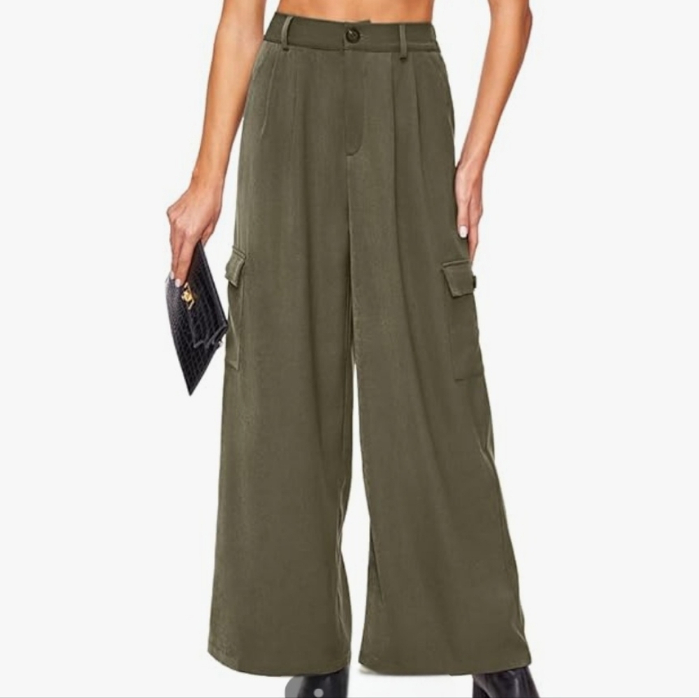 Nwt Sexeagle Green High Waist Wide Leg Cargo Pant